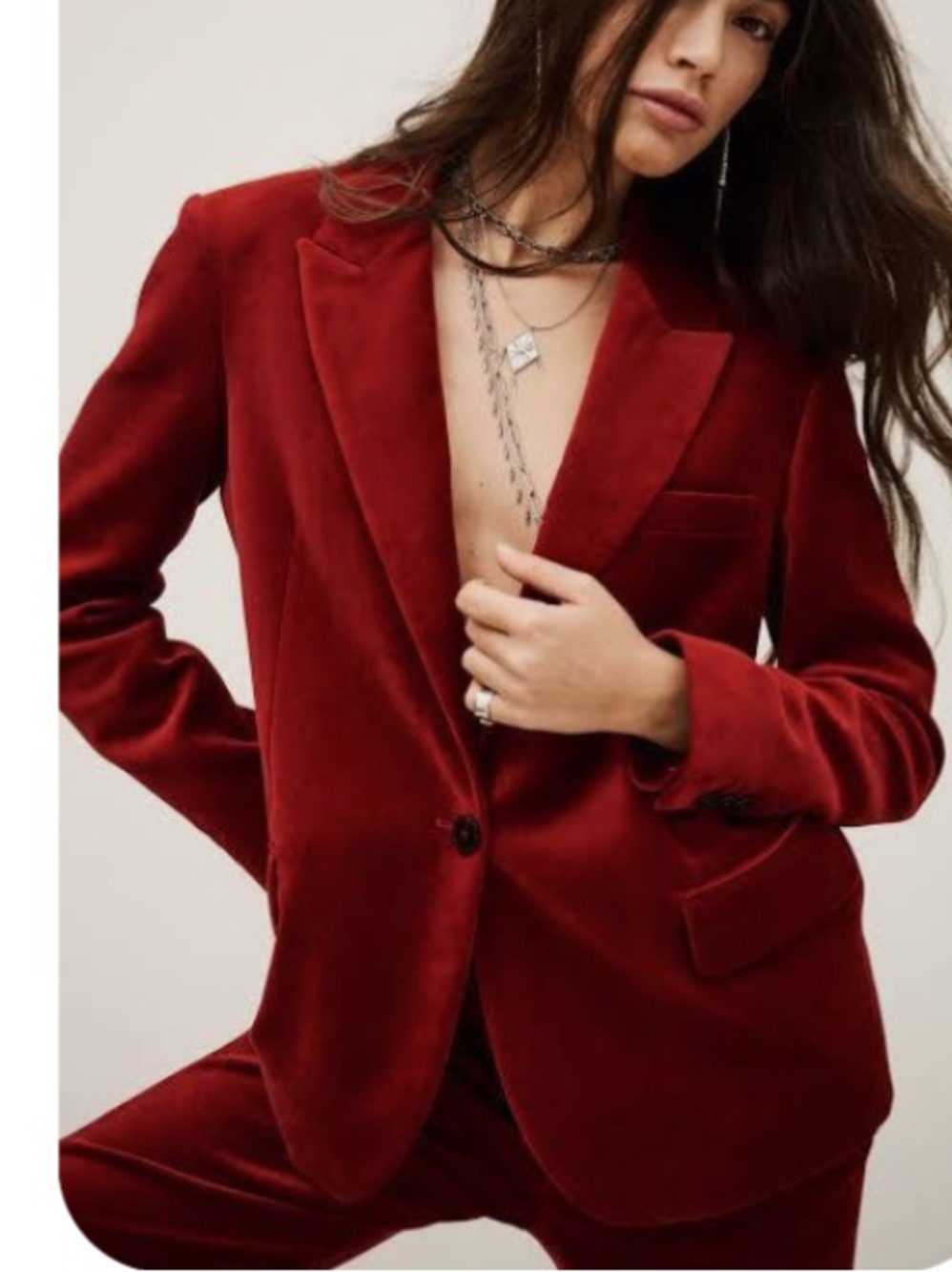 White House Black Market Deep Red Velvet Blazer
